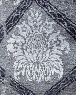 Contemporary Modern Hand Knotted Floral Silk Gray Area Rug 9' 2" x 12' 5"