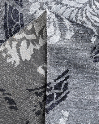 Contemporary Modern Hand Knotted Floral Silk Gray Area Rug 9' 2" x 12' 5"