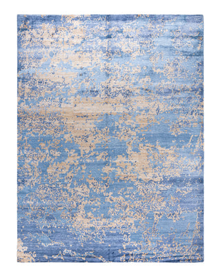 Contemporary Modern Hand Knotted Abstract Silk Purple Area Rug 9' 0" x 12' 0"