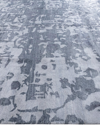 Contemporary Modern Hand Knotted Abstract Silk Gray Area Rug 9' 2" x 12' 4"