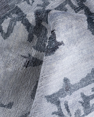 Contemporary Modern Hand Knotted Abstract Silk Gray Area Rug 9' 2" x 12' 4"