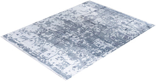Contemporary Modern Hand Knotted Abstract Silk Gray Area Rug 9' 2" x 12' 4"