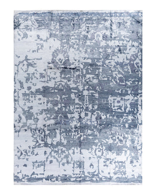 Contemporary Modern Hand Knotted Abstract Silk Gray Area Rug 9' 2" x 12' 4"