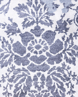 Contemporary Modern Hand Knotted Abstract Silk Ivory Area Rug 9' 3" x 12' 4"