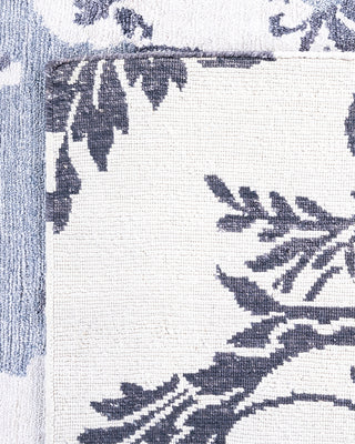 Contemporary Modern Hand Knotted Abstract Silk Ivory Area Rug 9' 3" x 12' 4"