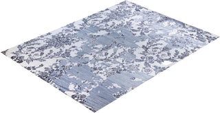 Contemporary Modern Hand Knotted Abstract Silk Ivory Area Rug 9' 3" x 12' 4"
