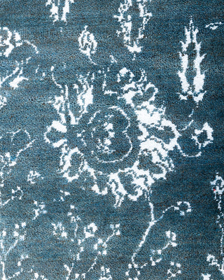 Traditional Ikat Hand Knotted Abstract Silk & Wool Blend Green Area Rug 7' 10" x 10' 3"