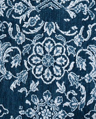 Traditional Abstarct Wool, Silk Hand Knotted Navy Area Rug 8' 0" x 9' 10"