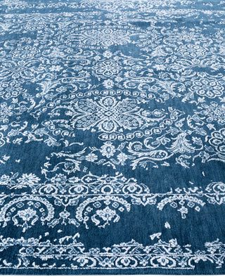 Traditional Abstarct Wool, Silk Hand Knotted Navy Area Rug 8' 0" x 9' 10"