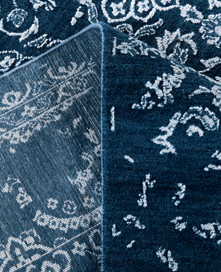 Traditional Abstarct Wool, Silk Hand Knotted Navy Area Rug 8' 0" x 9' 10"