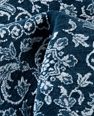 Traditional Abstarct Wool, Silk Hand Knotted Navy Area Rug 8' 0" x 9' 10"