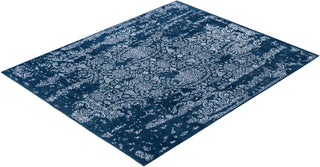 Traditional Abstarct Wool, Silk Hand Knotted Navy Area Rug 8' 0" x 9' 10"