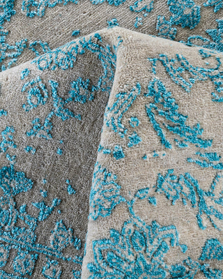 Traditional Ikat Hand Knotted Abstract Silk & Wool Blend Beige Area Rug 7' 10" x 10' 1"