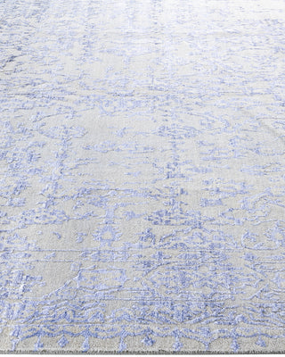 Traditional Ikat Hand Knotted Abstract Silk & Wool Blend Gray Area Rug 8' 1" x 10' 5"