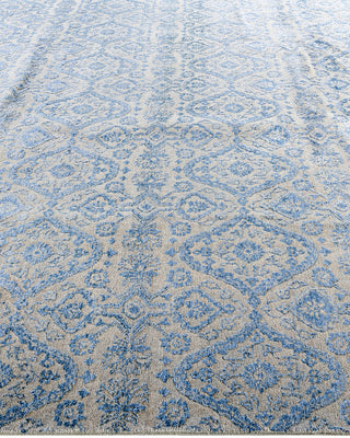 Traditional Ikat Hand Knotted Floral Silk & Wool Blend Beige Area Rug 8' 2" x 10' 1"