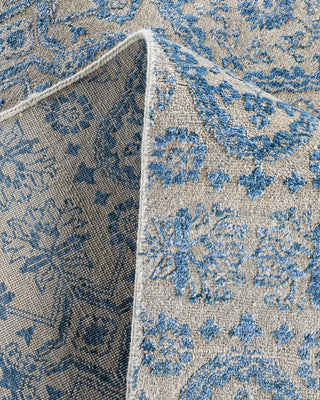 Traditional Ikat Hand Knotted Floral Silk & Wool Blend Beige Area Rug 8' 2" x 10' 1"