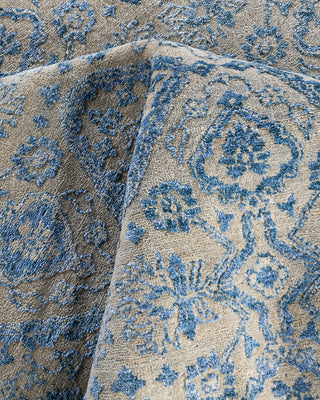 Traditional Ikat Hand Knotted Floral Silk & Wool Blend Beige Area Rug 8' 2" x 10' 1"