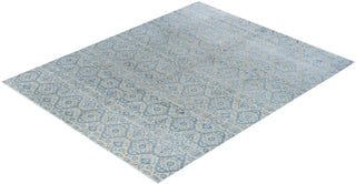 Traditional Ikat Hand Knotted Floral Silk & Wool Blend Beige Area Rug 8' 2" x 10' 1"