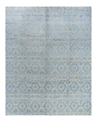 Traditional Ikat Hand Knotted Floral Silk & Wool Blend Beige Area Rug 8' 2" x 10' 1"
