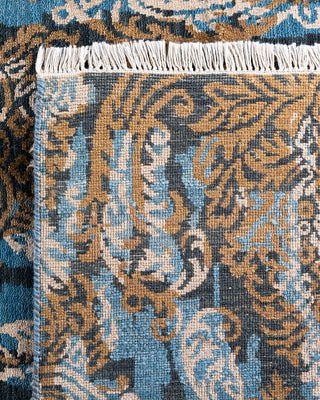 Traditional Ikat Hand Knotted Abstract Silk & Wool Blend Gold Area Rug 9' 1" x 12' 3"