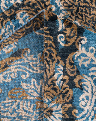 Traditional Ikat Hand Knotted Abstract Silk & Wool Blend Gold Area Rug 9' 1" x 12' 3"