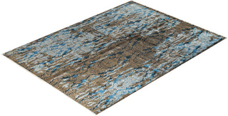 Traditional Ikat Hand Knotted Abstract Silk & Wool Blend Gold Area Rug 9' 1" x 12' 3"