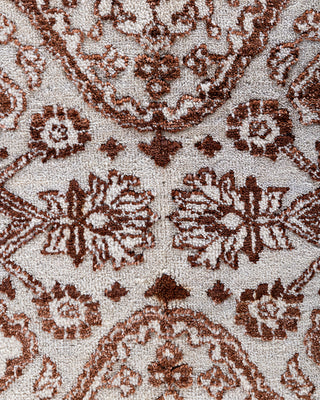 Traditional Ikat Hand Knotted Floral Silk & Wool Blend Gray Area Rug 8' 0" x 10' 0"
