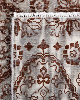 Traditional Ikat Hand Knotted Floral Silk & Wool Blend Gray Area Rug 8' 0" x 10' 0"