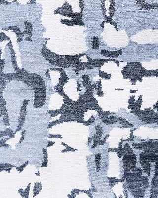 Contemporary Modern Hand Knotted Abstract Silk Gray Area Rug 9' 1" x 12' 1"