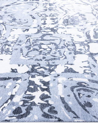 Contemporary Modern Hand Knotted Abstract Silk Gray Area Rug 9' 1" x 12' 1"