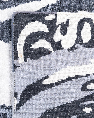 Contemporary Modern Hand Knotted Abstract Silk Gray Area Rug 9' 1" x 12' 1"