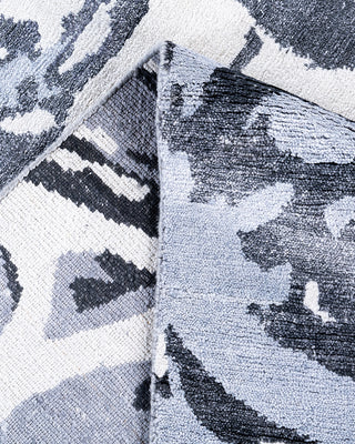 Contemporary Modern Hand Knotted Abstract Silk Gray Area Rug 9' 1" x 12' 1"