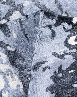 Contemporary Modern Hand Knotted Abstract Silk Gray Area Rug 9' 1" x 12' 1"