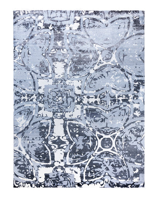 Contemporary Modern Hand Knotted Abstract Silk Gray Area Rug 9' 1" x 12' 1"