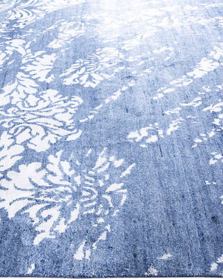 Contemporary Modern Hand Knotted Abstract Silk Gray Area Rug 9' 2" x 12' 0"