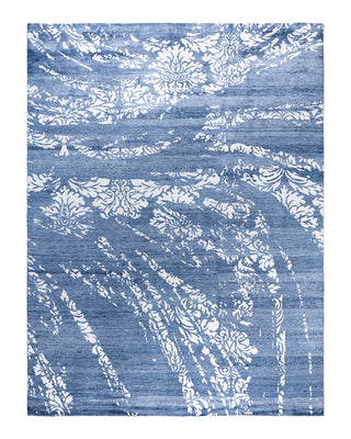 Contemporary Modern Hand Knotted Abstract Silk Gray Area Rug 9' 2" x 12' 0"