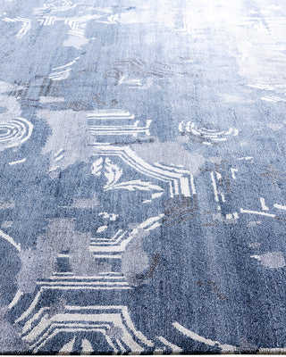Contemporary Modern Hand Knotted Abstract Silk Gray Area Rug 9' 1" x 12' 3"