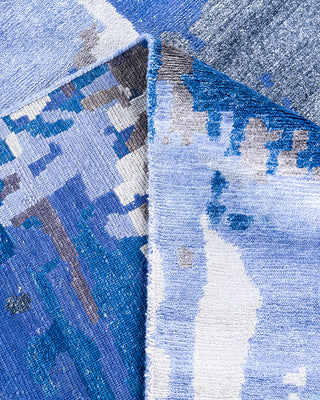 Contemporary Modern Hand Knotted Abstract Silk Purple Area Rug 9' 1" x 11' 10"