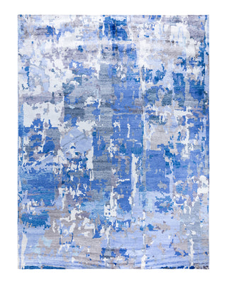 Contemporary Modern Hand Knotted Abstract Silk Purple Area Rug 9' 1" x 11' 10"