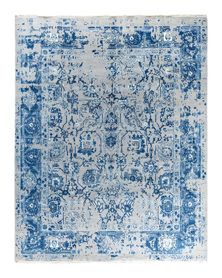 Traditional Ikat Hand Knotted Abstract Silk & Wool Blend Gray Area Rug 8' 2" x 10' 4"