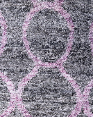 Contemporary Modern Hand Knotted Geometric Silk Pink Area Rug 8' 2" x 10' 1"