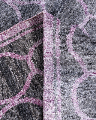 Contemporary Modern Hand Knotted Geometric Silk Pink Area Rug 8' 2" x 10' 1"