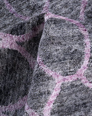 Contemporary Modern Hand Knotted Geometric Silk Pink Area Rug 8' 2" x 10' 1"