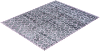 Contemporary Modern Hand Knotted Geometric Silk Pink Area Rug 8' 2" x 10' 1"