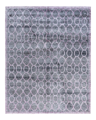 Contemporary Modern Hand Knotted Geometric Silk Pink Area Rug 8' 2" x 10' 1"