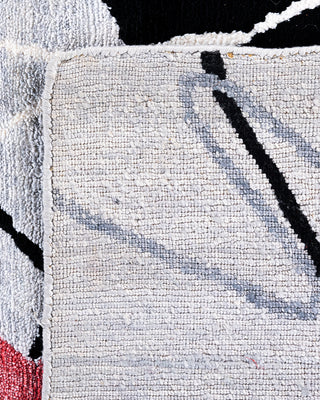Contemporary Modern Hand Knotted Abstract Silk Gray Area Rug 8' 0" x 10' 1"