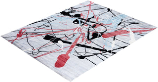 Contemporary Modern Hand Knotted Abstract Silk Gray Area Rug 8' 0" x 10' 1"