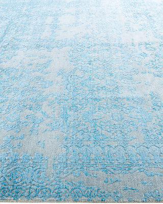 Traditional Ikat Hand Knotted Abstract Silk & Wool Blend Gray Area Rug 8' 1" x 9' 10"
