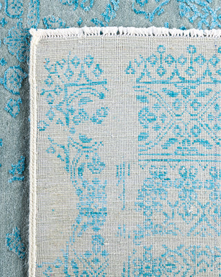 Traditional Ikat Hand Knotted Abstract Silk & Wool Blend Gray Area Rug 8' 1" x 9' 10"