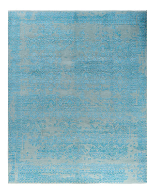 Traditional Ikat Hand Knotted Abstract Silk & Wool Blend Gray Area Rug 8' 1" x 9' 10"